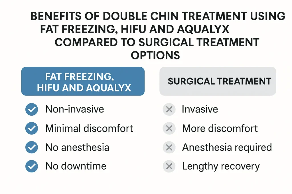 Graphic about the benefits of double chin treatment Hampstead Heath - from LA LIPO