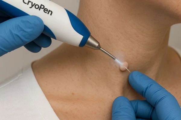 Person receiving Cryotherapy skin tag removal Hampstead Heath