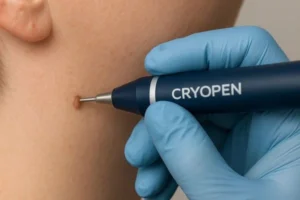 Person receiving skin tag removal Hampstead Heath